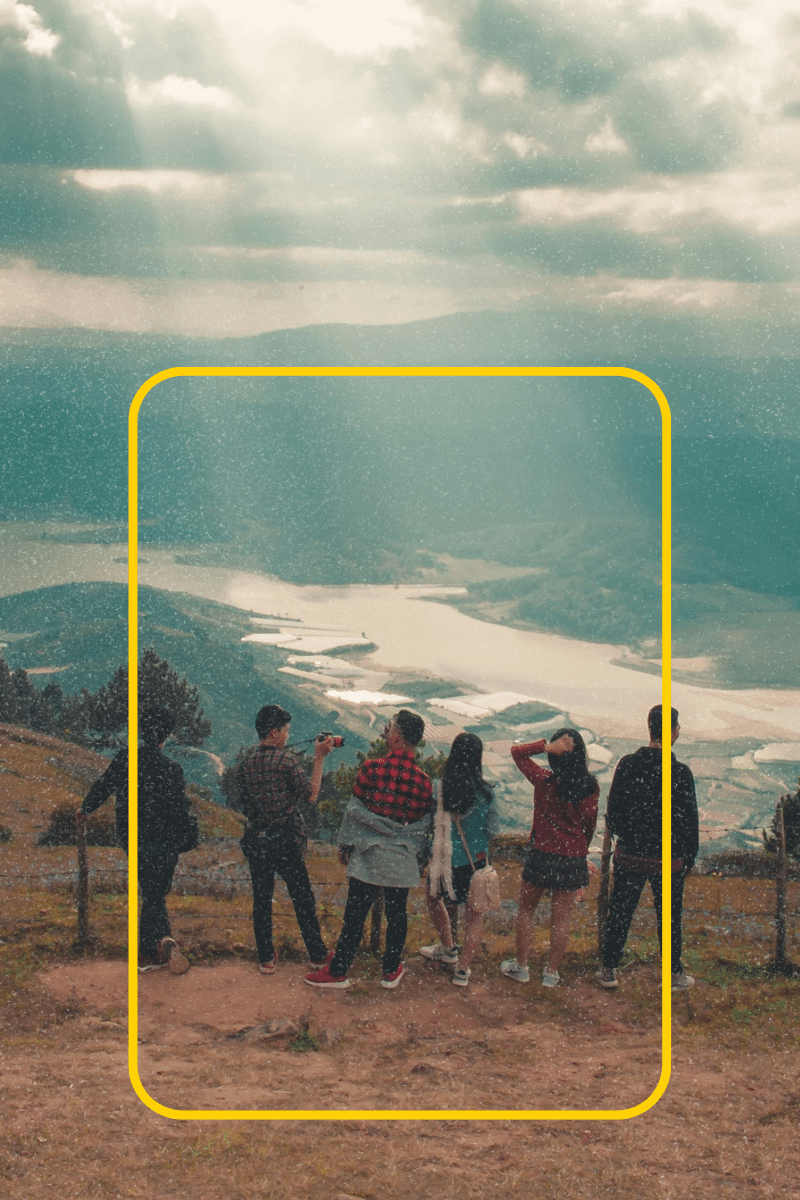 Friends enjoying a summer a hike.