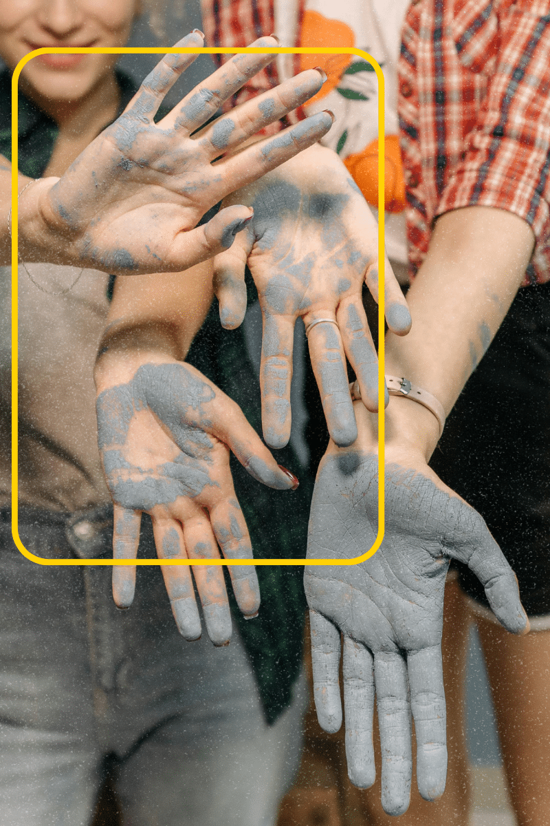 Friends doing art projects together in the summer.